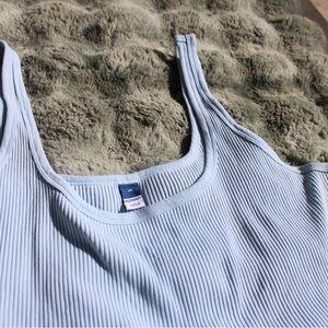 Blue Ribbed Cropped Plus Size Old Navy Tank Top